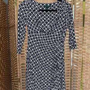 Ralph Lauren dress size four polyester in black and white.